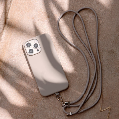 Apple iPhone 16 Pro Max Kılıf M-safe Şarj Özellikli Soft Arka Yüzey Askı İpli Coehl Creme Kapak Gri