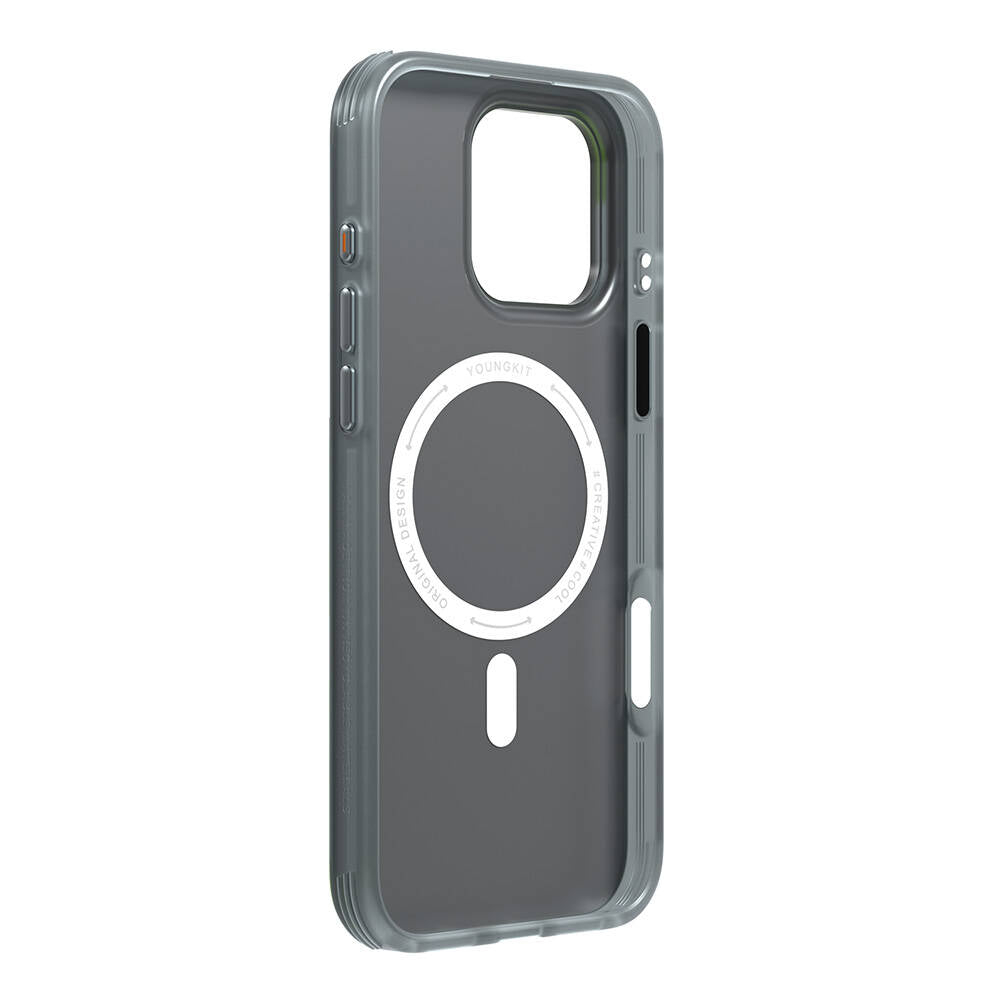 Apple iPhone 16 Pro Max Kılıf M-safe Şarj Özellikli Spor Tasarımlı Youngkit Dynamic Serisi Kapak Beyaz-Siyah