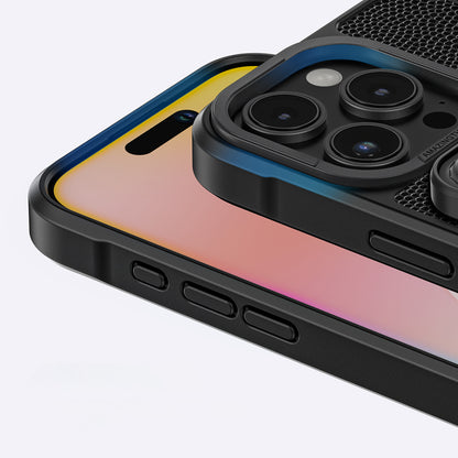 Apple iPhone 16 Pro Max Kılıf M-safe Şarj Özellikli Standlı Kartlıklı Set Amazingthing Glamour Luxe Serisi Kapak Siyah