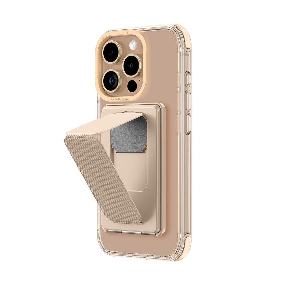 Apple iPhone 16 Pro Max Kılıf M-safe Şarj Özellikli Standlı Set Amazingthing Omni Adventure Serisi Kapak Gri