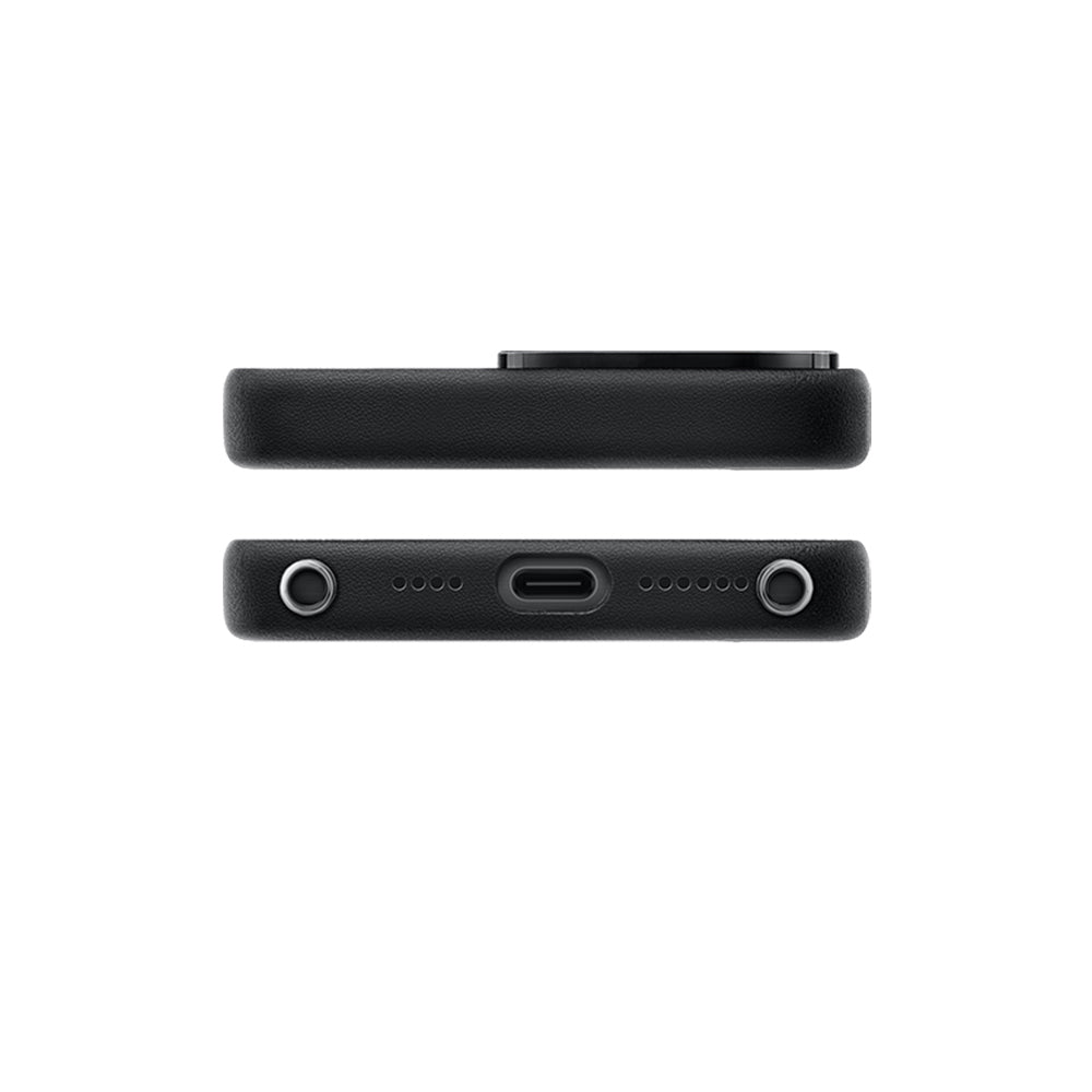 Apple iPhone 16 Pro Max Kılıf M-safe Şarj Özellikli Standlı Suni Deri Tasarımlı Pynana Dancing Circle Serisi Kapak Siyah