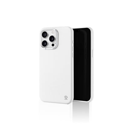 Apple iPhone 16 Pro Max Kılıf M-safe Şarj Özellikli Suni Deri Tasarımlı Pynana Starry Serisi Kapak Beyaz