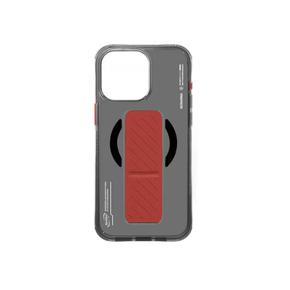 Apple iPhone 16 Pro Max Kılıf M-safe Şarj Özellikli Teknoloji Desenli Standlı Skinarma Axon Kapak Siyah