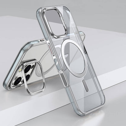 Apple iPhone 16 Pro Max Kılıf M-safe Şarj Özellikli Wlons Standlı Efsane Kapak Gri