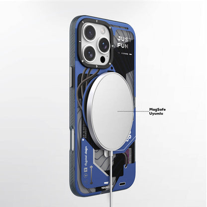 Apple iPhone 16 Pro Max Kılıf M-safe Şarj Özellikli Youngkit 360° Standlı Starship Serisi Kapak Siyah