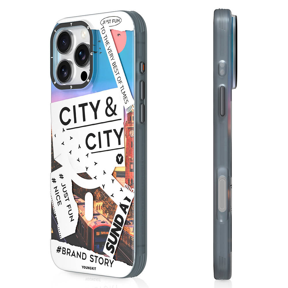 Apple iPhone 16 Pro Max Kılıf M-safe Şarj Özellikli Youngkit A-City Serisi Kapak Pembe