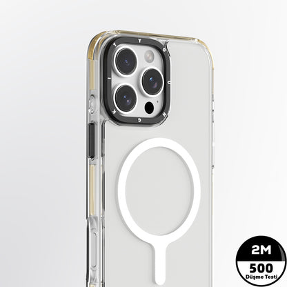 Apple iPhone 16 Pro Max Kılıf M-safe Şarj Özellikli YoungKit Crystal Color Serisi Kapak Gri