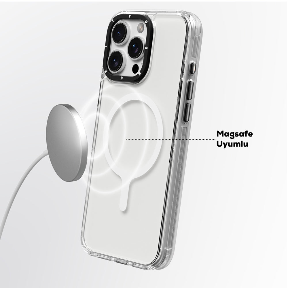 Apple iPhone 16 Pro Max Kılıf M-safe Şarj Özellikli YoungKit Crystal Color Serisi Kapak Sarı