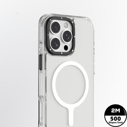 Apple iPhone 16 Pro Max Kılıf M-safe Şarj Özellikli YoungKit Crystal Color Serisi Kapak Sarı