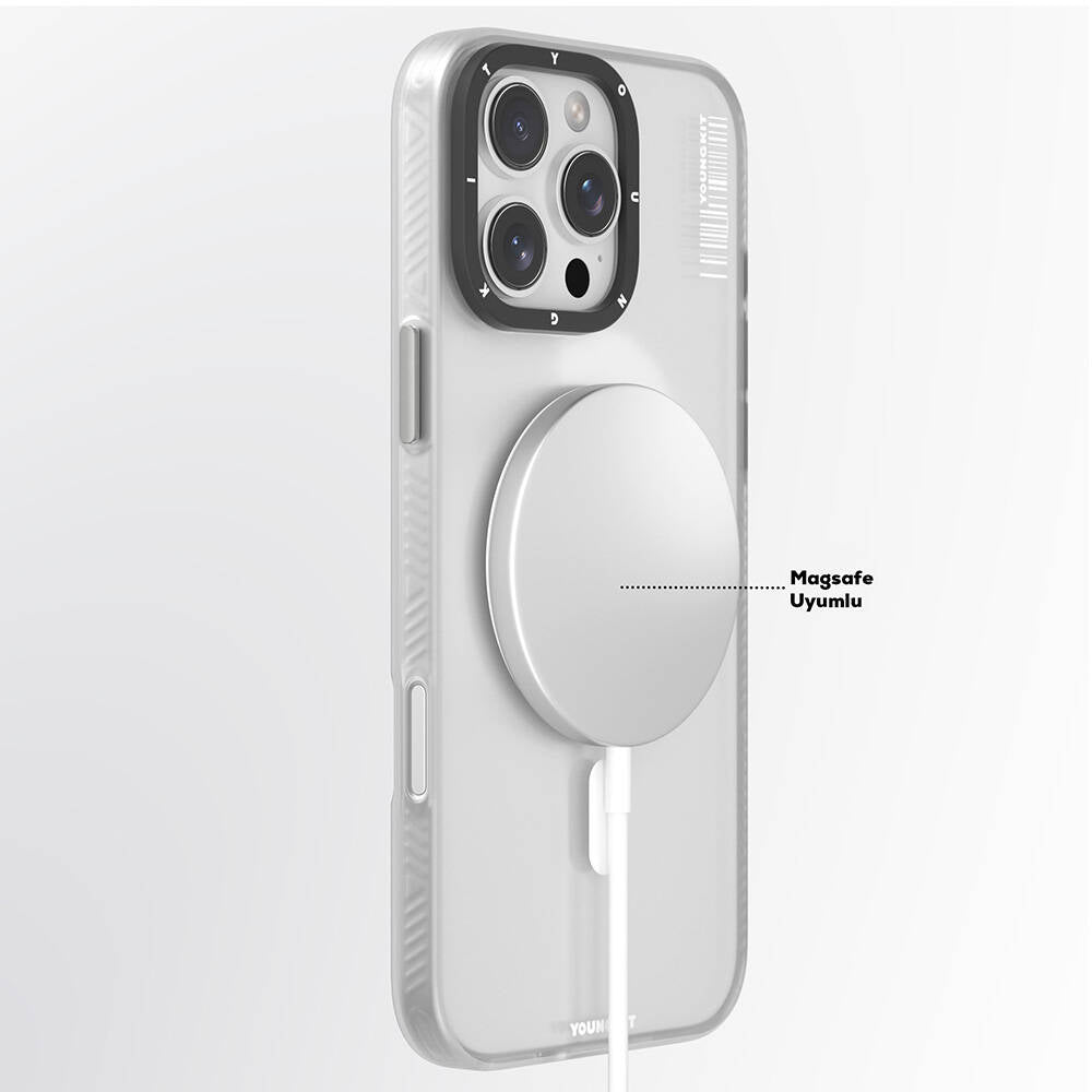 Apple iPhone 16 Pro Max Kılıf M-safe Şarj Özellikli Youngkit Hidden Sand Serisi Kapak Gold