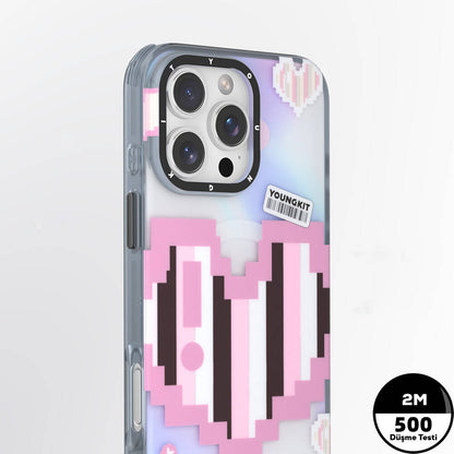 Apple iPhone 16 Pro Max Kılıf M-safe Şarj Özellikli Youngkit Love Serisi Kapak Pembe