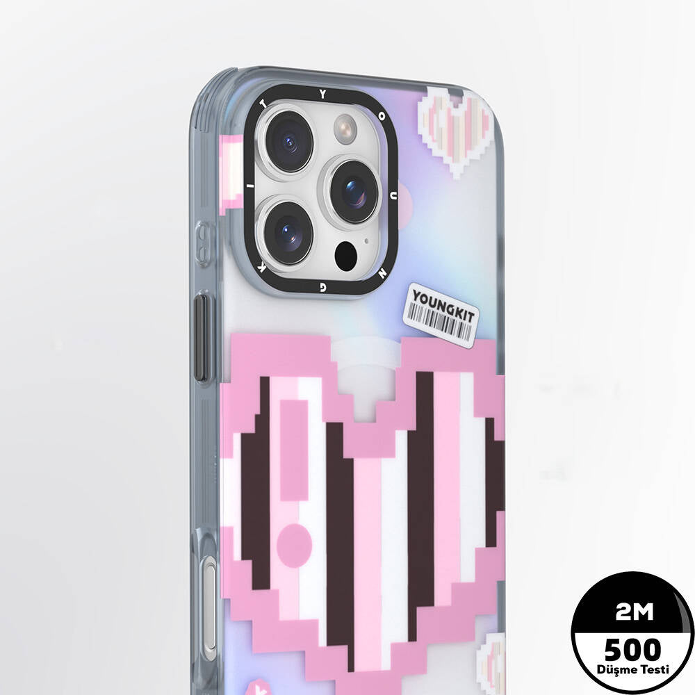 Apple iPhone 16 Pro Max Kılıf M-safe Şarj Özellikli Youngkit Love Serisi Kapak Yeşil