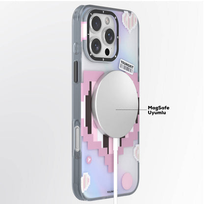 Apple iPhone 16 Pro Max Kılıf M-safe Şarj Özellikli Youngkit Love Serisi Kapak Yeşil