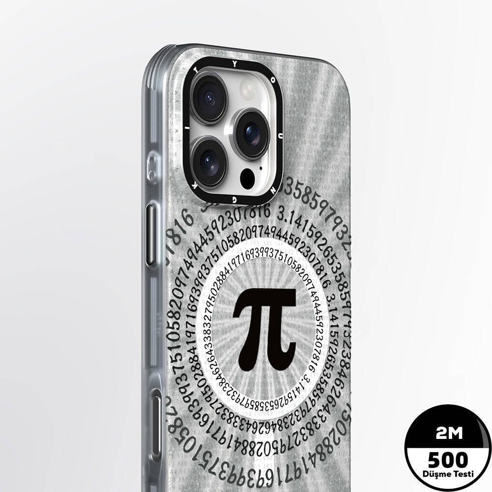 Apple iPhone 16 Pro Max Kılıf M-safe Şarj Özellikli Youngkit Mathematical Serisi Kapak Gri