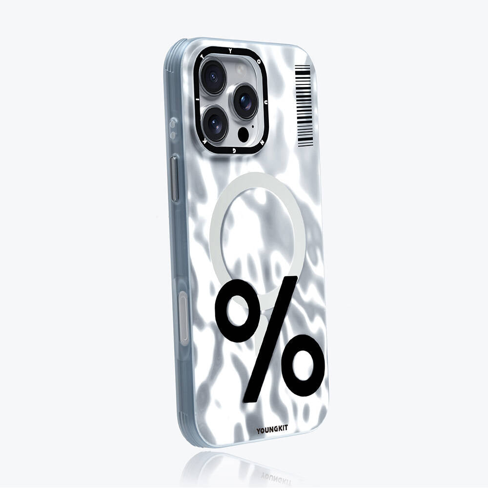 Apple iPhone 16 Pro Max Kılıf M-safe Şarj Özellikli Youngkit Mathematical Serisi Kapak Gümüş