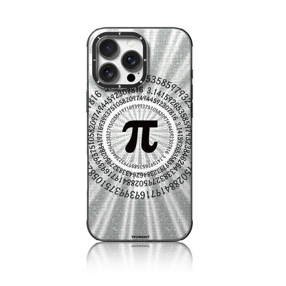 Apple iPhone 16 Pro Max Kılıf M-safe Şarj Özellikli Youngkit Mathematical Serisi Kapak Gümüş