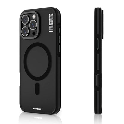 Apple iPhone 16 Pro Max Kılıf M-safe Şarj Özellikli Youngkit Rock Sand Serisi Kapak Siyah