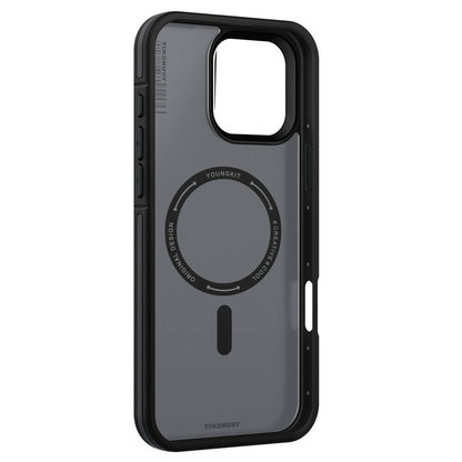 Apple iPhone 16 Pro Max Kılıf M-safe Şarj Özellikli Youngkit Rock Sand Serisi Kapak Gri