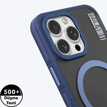 Apple iPhone 16 Pro Max Kılıf M-safe Şarj Özellikli Youngkit Rock Sand Serisi Kapak Mavi