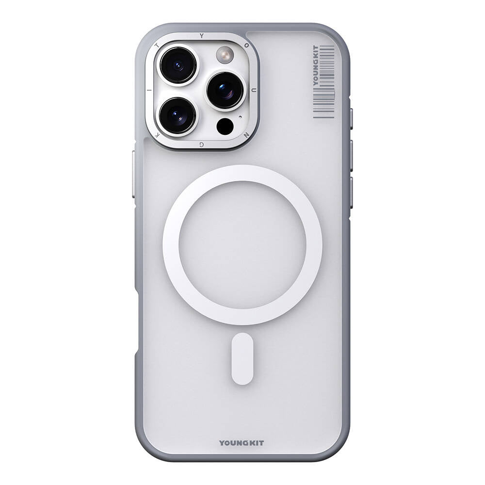 Apple iPhone 16 Pro Max Kılıf M-safe Şarj Özellikli Youngkit Rock Sand Serisi Kapak Gri