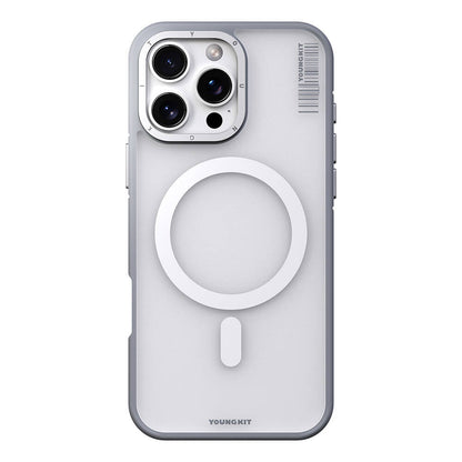 Apple iPhone 16 Pro Max Kılıf M-safe Şarj Özellikli Youngkit Rock Sand Serisi Kapak Gri