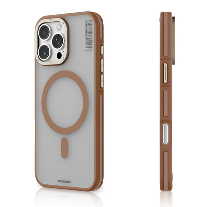 Apple iPhone 16 Pro Max Kılıf M-safe Şarj Özellikli Youngkit Rock Sand Serisi Kapak Gold