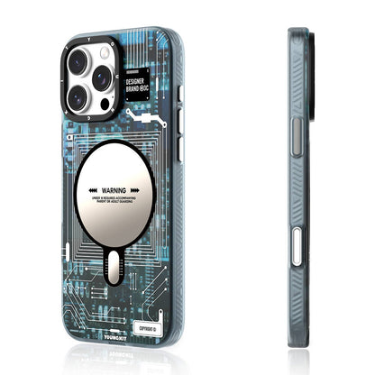 Apple iPhone 16 Pro Max Kılıf M-safe Şarj Özellikli Youngkit Technology Serisi Kapak Mavi