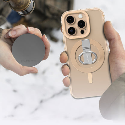 Apple iPhone 16 Pro Max Kılıf M-safe Şarj Özellikli Yüzük Standlı Amazingthing Titan Pro Serisi Kapak Gri