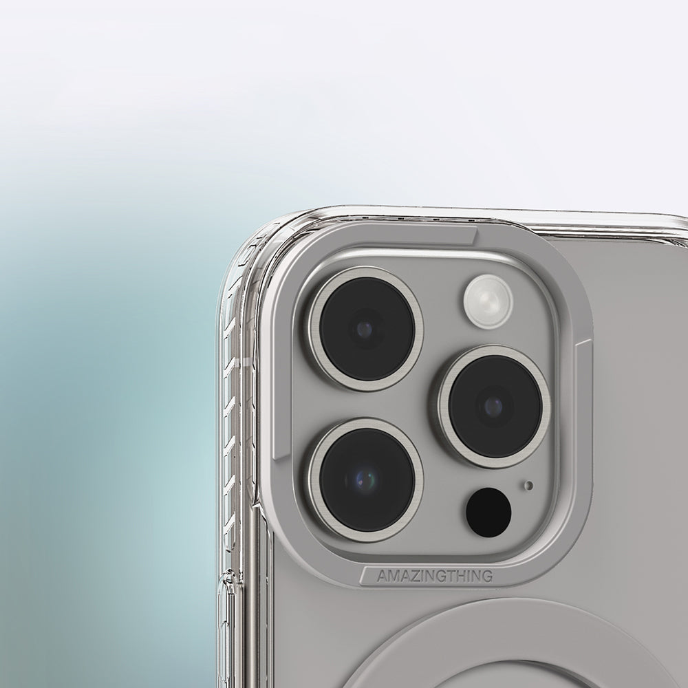 Apple iPhone 16 Pro Max Kılıf M-safe Şarj Özellikli Yüzük Standlı Amazingthing Titan Pro Serisi Kapak Gri
