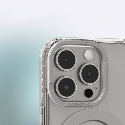 Apple iPhone 16 Pro Max Kılıf M-safe Şarj Özellikli Yüzük Standlı Amazingthing Titan Pro Serisi Kapak Gri