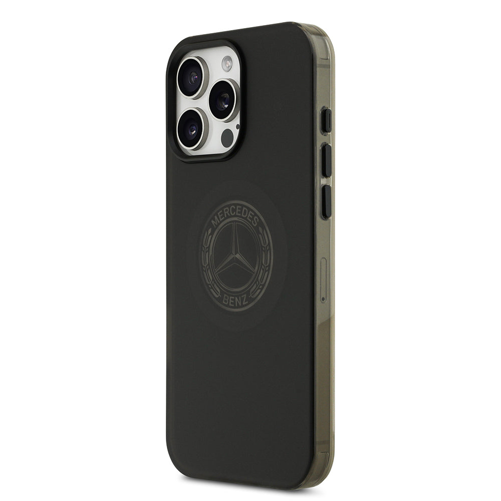Apple iPhone 16 Pro Max Kılıf Mercedes Benz Orjinal Lisanslı M-safe Şarj Özellikli Buzlu PC Nostaljik Yıldız Dizayn Kapak Siyah