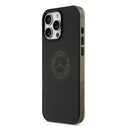 Apple iPhone 16 Pro Max Kılıf Mercedes Benz Orjinal Lisanslı M-safe Şarj Özellikli Buzlu PC Nostaljik Yıldız Dizayn Kapak Siyah