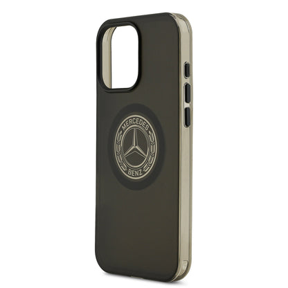Apple iPhone 16 Pro Max Kılıf Mercedes Benz Orjinal Lisanslı M-safe Şarj Özellikli Buzlu PC Nostaljik Yıldız Dizayn Kapak Siyah