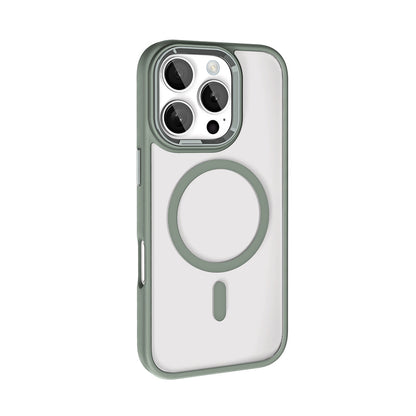 Apple iPhone 16 Pro Max Kılıf Wireless Şarj Özellikli Zore Krom M-safe Silikon Kapak Yeşil