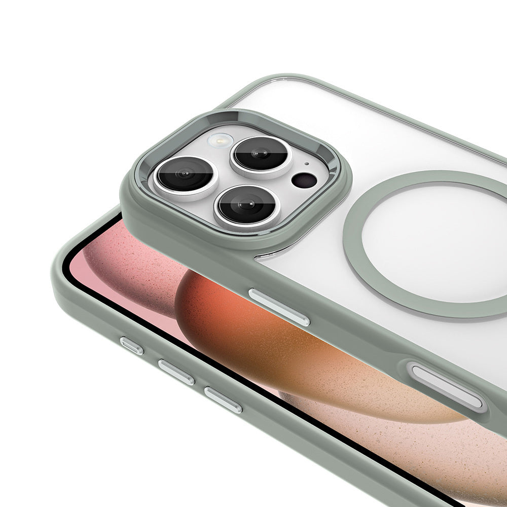 Apple iPhone 16 Pro Max Kılıf Wireless Şarj Özellikli Zore Krom M-safe Silikon Kapak Siyah