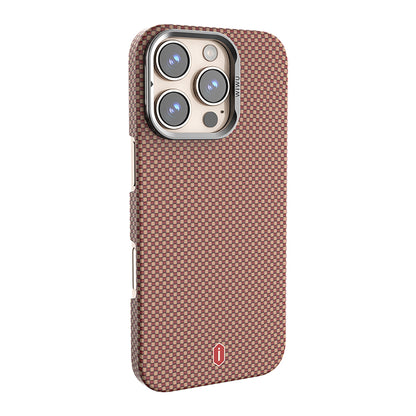 Apple iPhone 16 Pro Max Kılıf Wiwu DCC-208 M-safe Şarj Özellikli Kamera Standlı Aramid Fiber Tasarım Kevlar Kapak Siyah