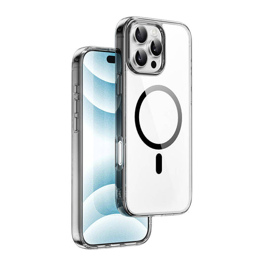 Apple iPhone 16 Pro Max Kılıf Wiwu MCC-101 iShield Pro Serisi M-safe Şarj Özellikli Crystal Sert PC Kapak Siyah