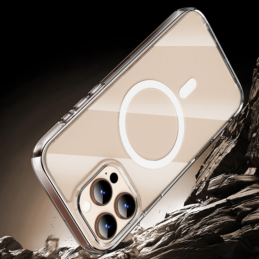 Apple iPhone 16 Pro Max Kılıf Wiwu MCC-102 Magnetic Crystal Sert PC Kapak Şeffaf