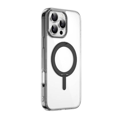 Apple iPhone 16 Pro Max Kılıf Wiwu MCC-201 iShield Ultra Serisi M-safe Şarj Özellikli Standlı Crystal Sert PC Kapak Siyah