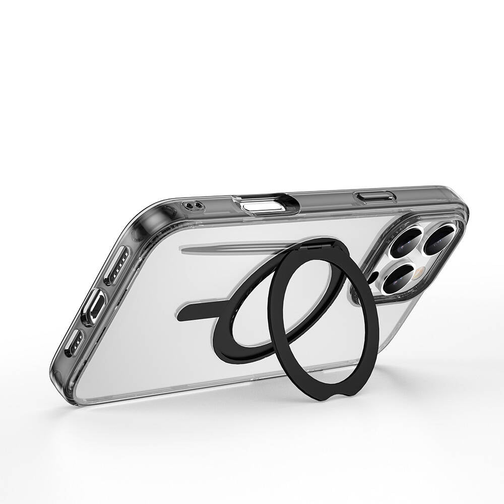 Apple iPhone 16 Pro Max Kılıf Wiwu MCC-201 iShield Ultra Serisi M-safe Şarj Özellikli Standlı Crystal Sert PC Kapak Siyah