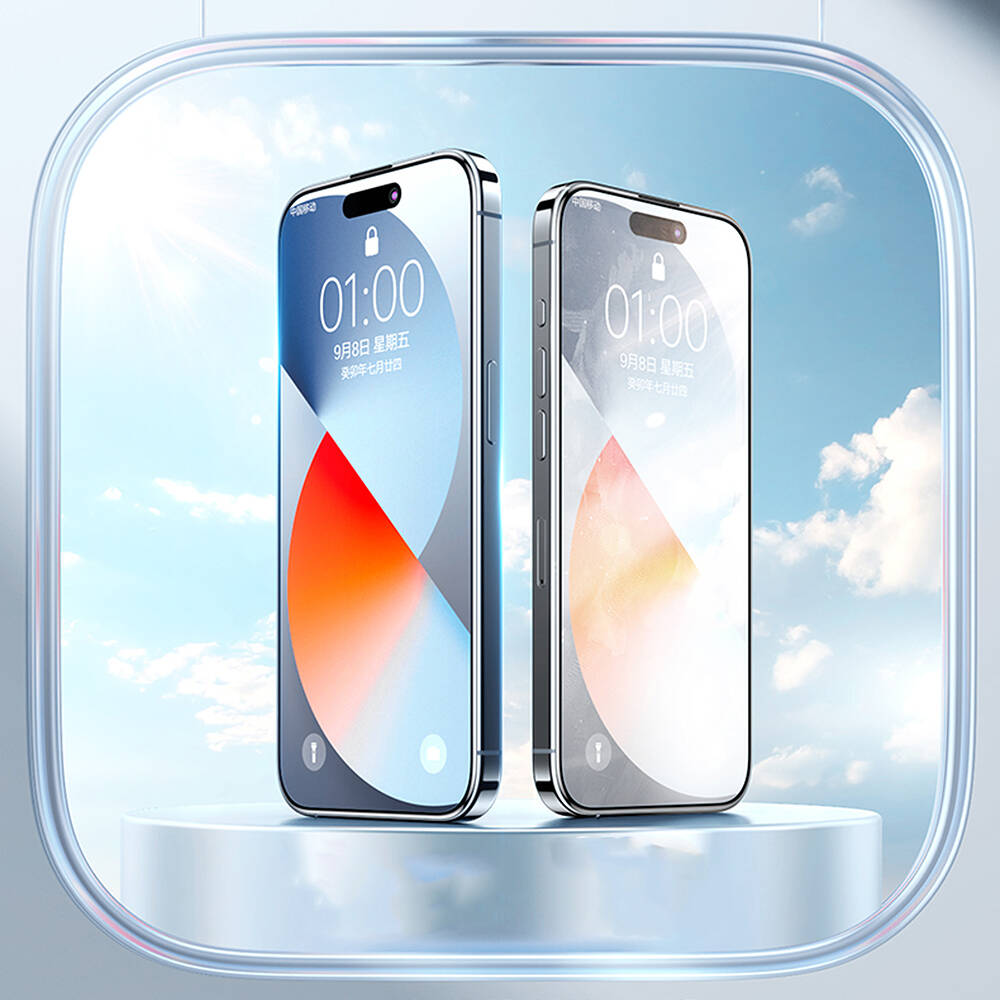 Apple iPhone 16 Pro Max Wiwu GT-010 Anti-Reflective Polimer Oleofobik Kaplama Ultra İnce Temperli Cam Ekran Koruyucu Siyah