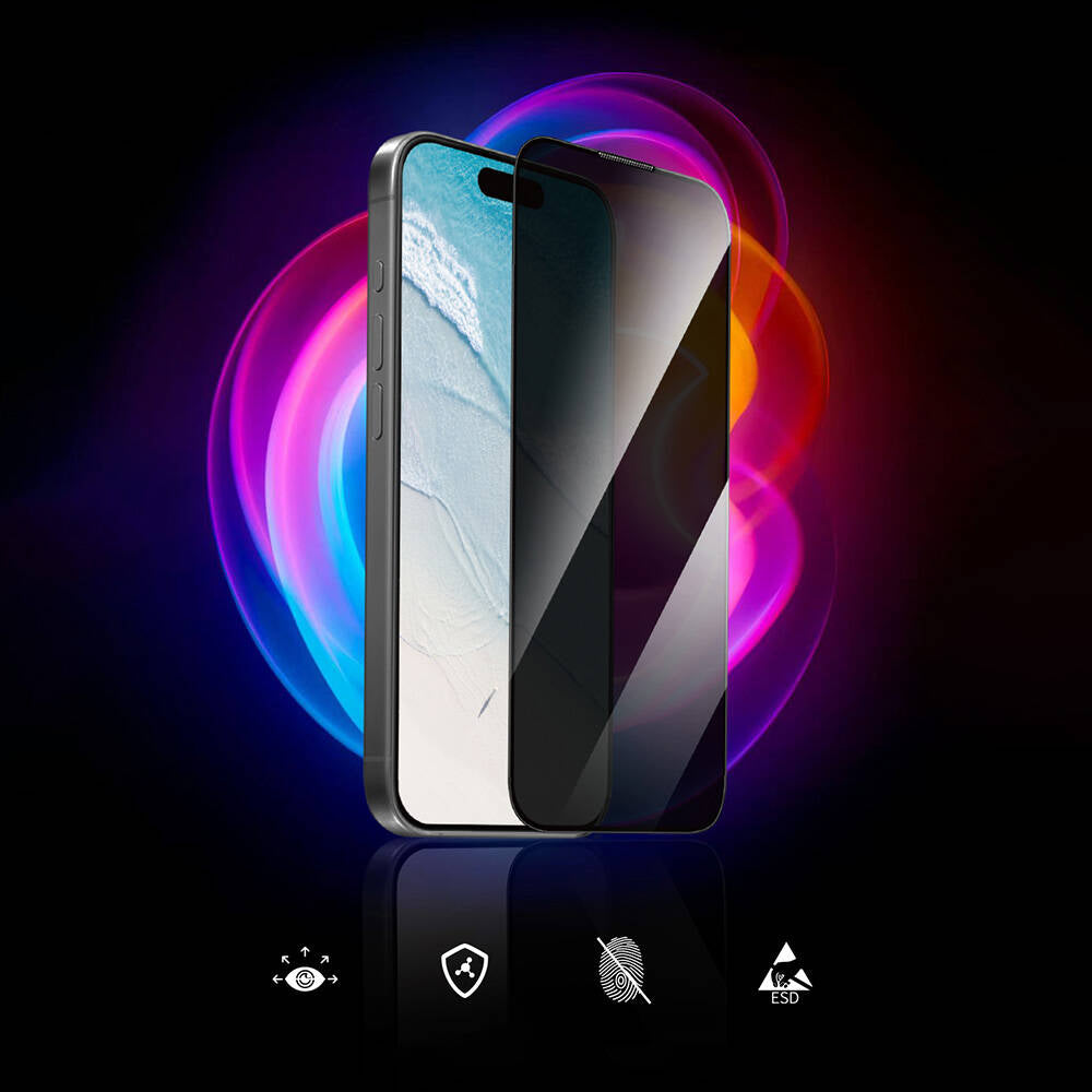 Apple iPhone 16 Pro Max Wiwu GT-015 Özellikli Çok Katmanlı Temperli iPrivacy Cam Ekran Koruyucu 10'lu Paket Siyah