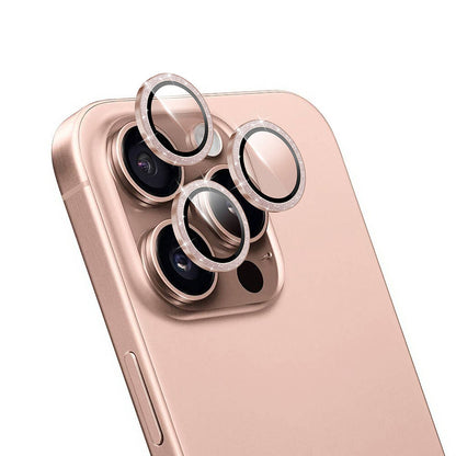 Apple iPhone 16 Pro Max Wiwu LG-006 Diamond Lens Guard Kolay Uygulama Aparatlı Kamera Lens Koruyucu Rose Gold