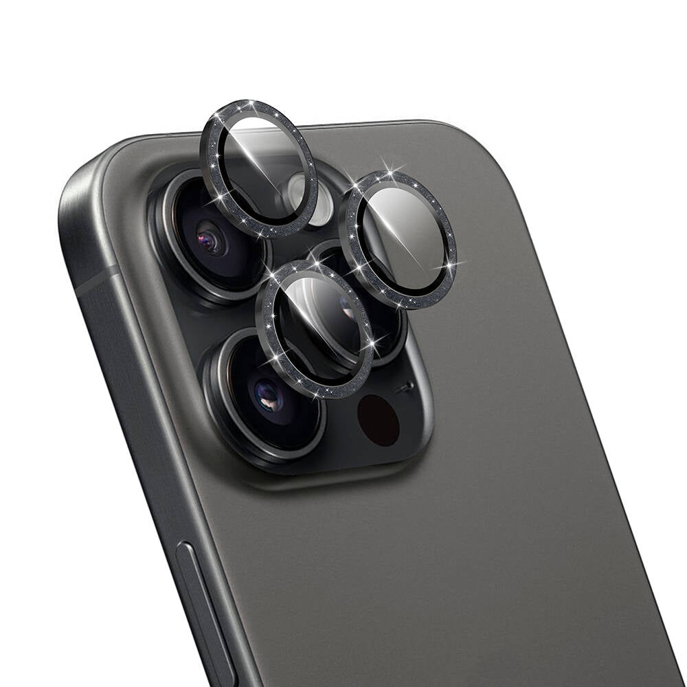 Apple iPhone 16 Pro Max Wiwu LG-006 Diamond Lens Guard Kolay Uygulama Aparatlı Kamera Lens Koruyucu Rose Gold