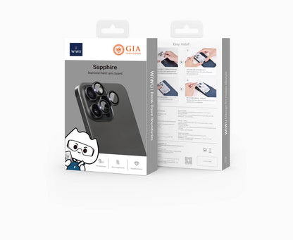 Apple iPhone 16 Pro Wiwu LG-003 Lens Guard Çizilmeye Karşı Dayanıklı Safir Kamera Lens Koruyucu Siyah