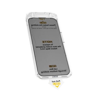 Apple iPhone 16 Pro Wiwu Wi-SQ009 Easy Install iPrivacy 360° Anti-Peep Oleofobik Temperli Cam Ekran Koruyucu + Kolay Uygulama Aparatlı Siyah