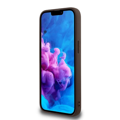 Apple iPhone 16E Kılıf Guess Orjinal Lisanslı M-safe Şarj Özellikli PU Halkalı 4G Desenli Yazı Logolu Kapak Kahverengi