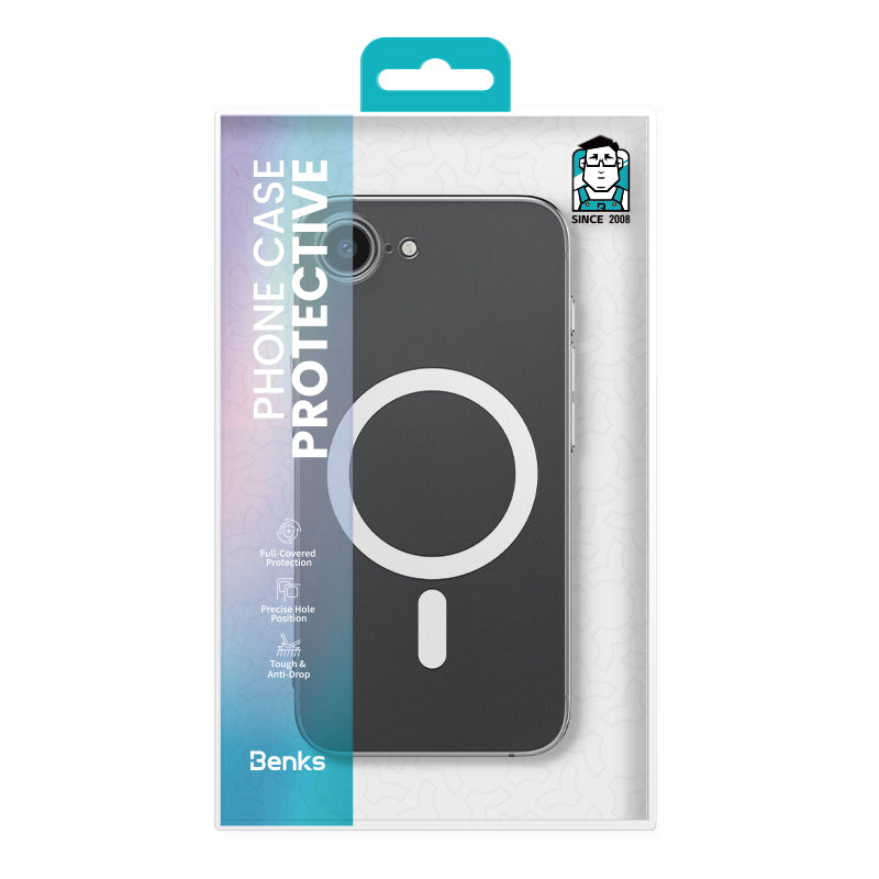 Apple iPhone 16E Kılıf M-safe Şarj Özellikli Benks Crystal Serisi Şeffaf Kapak Şeffaf