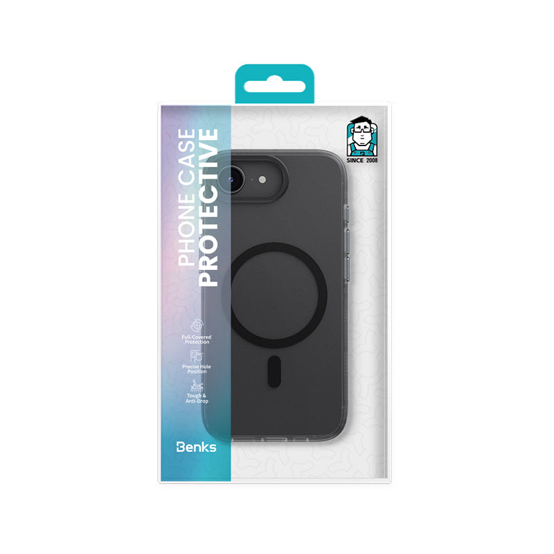 Apple iPhone 16E Kılıf M-safe Şarj Özellikli Benks Lucid Armor Kapak Siyah