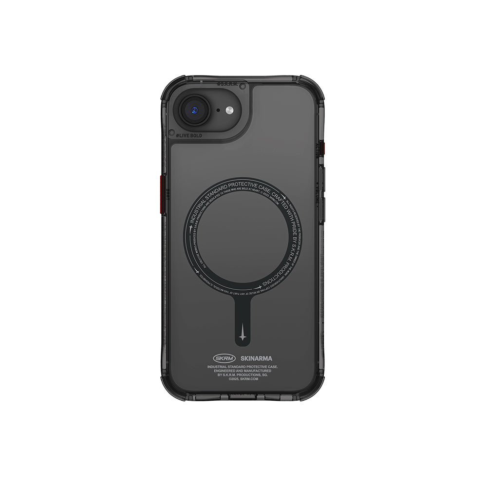 Apple iPhone 16E Kılıf M-safe Şarj Özellikli Şeffaf Airbag Tasarımlı Skinarma Saido Kapak Siyah